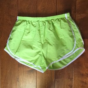 Lime green Nike Dri-Fit shorts